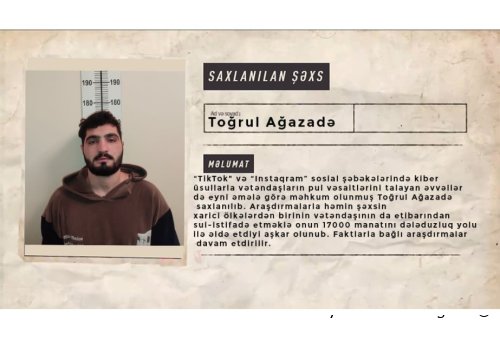 Naxçıvanda polis sosial şəbəkələr vasitəsilə dələduzluq edən şəxsi saxlayıb